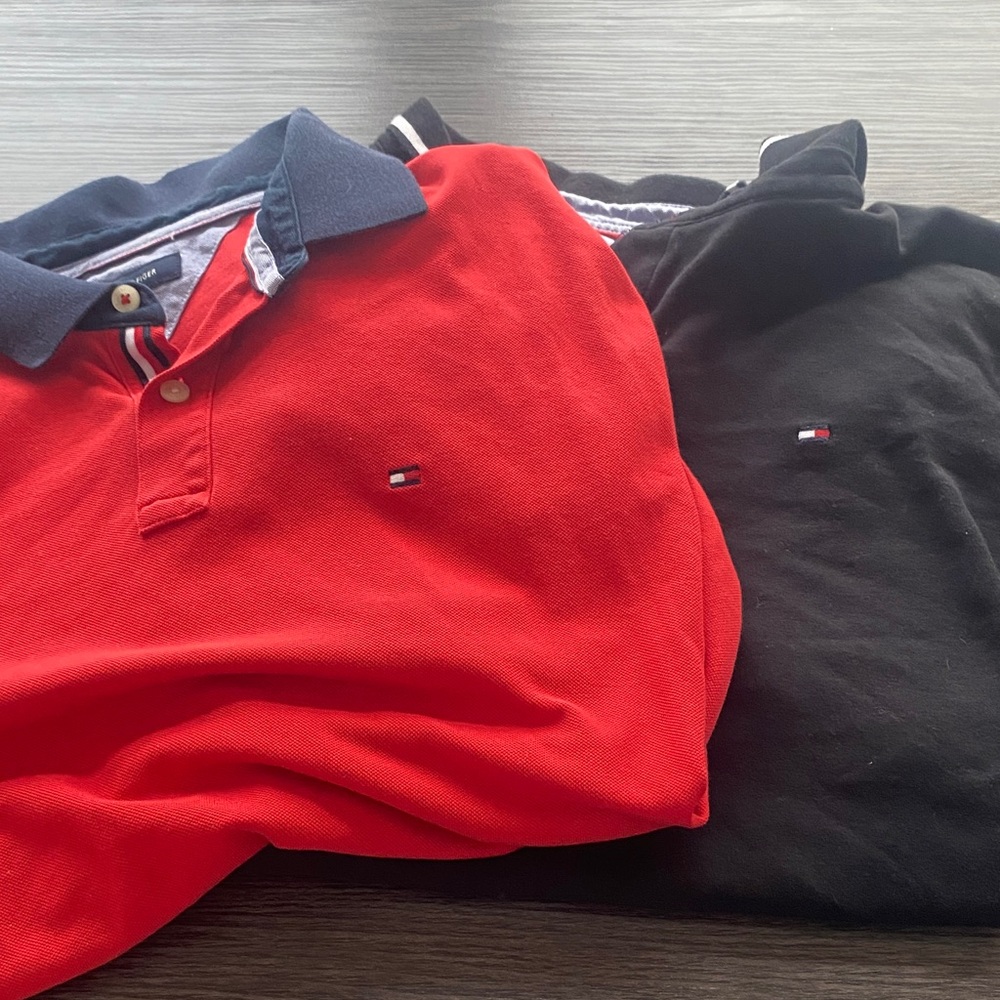 Tommy Hilfiger Red and Black Polo Shirts